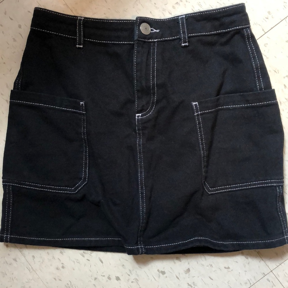 black skirt white white stitching